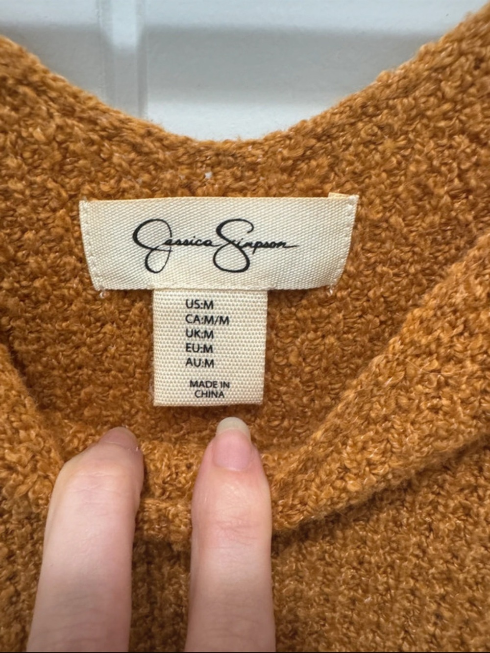 Jessica Simpson Textured Knit Top in Warm Rusty Orange